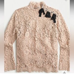 j.crew blush mock neck lace top size 14